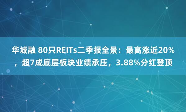 华城融 80只REITs二季报全景：最高涨近20%，超7成底层板块业绩承压，3.88%分红登顶